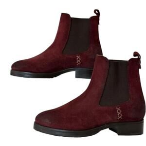 Frye Womens Melissa Chelsea Pull On Ankle Suede Burgundy Chelsea Boot Size 6 NEW